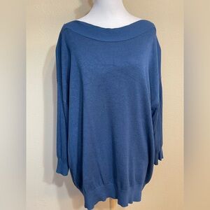 Chico's Off-the-Shoulder Blue Sweater XL 16/3